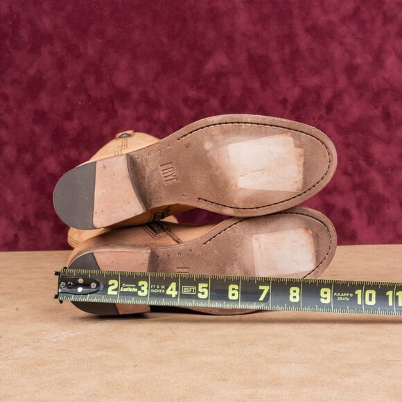 Frye Women Melissa Button 2 Tan Leather Zip Equestrian Riding Boots sz 5.5 - Picture 5 of 10